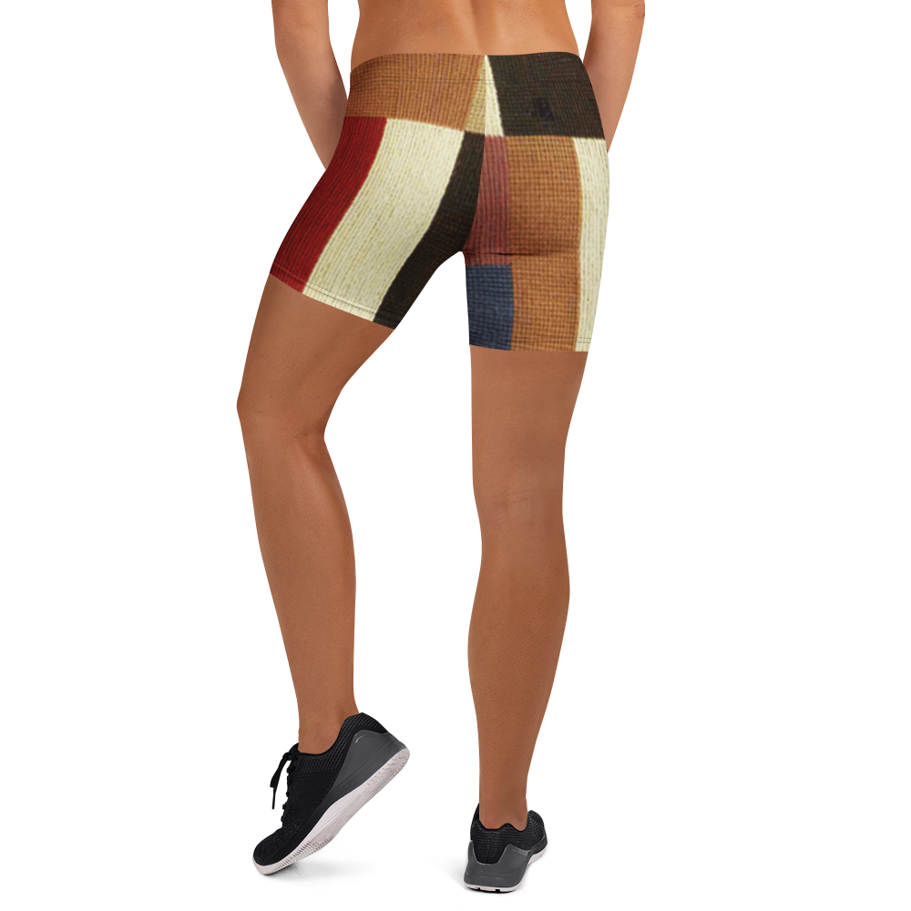Women's Abstract Print High-Waisted Shorts – Retro Colorblock Patchwork