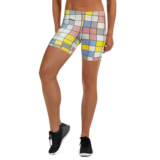 BabeDept™ Grid Print Shorts – High-Waisted Women's Activewear