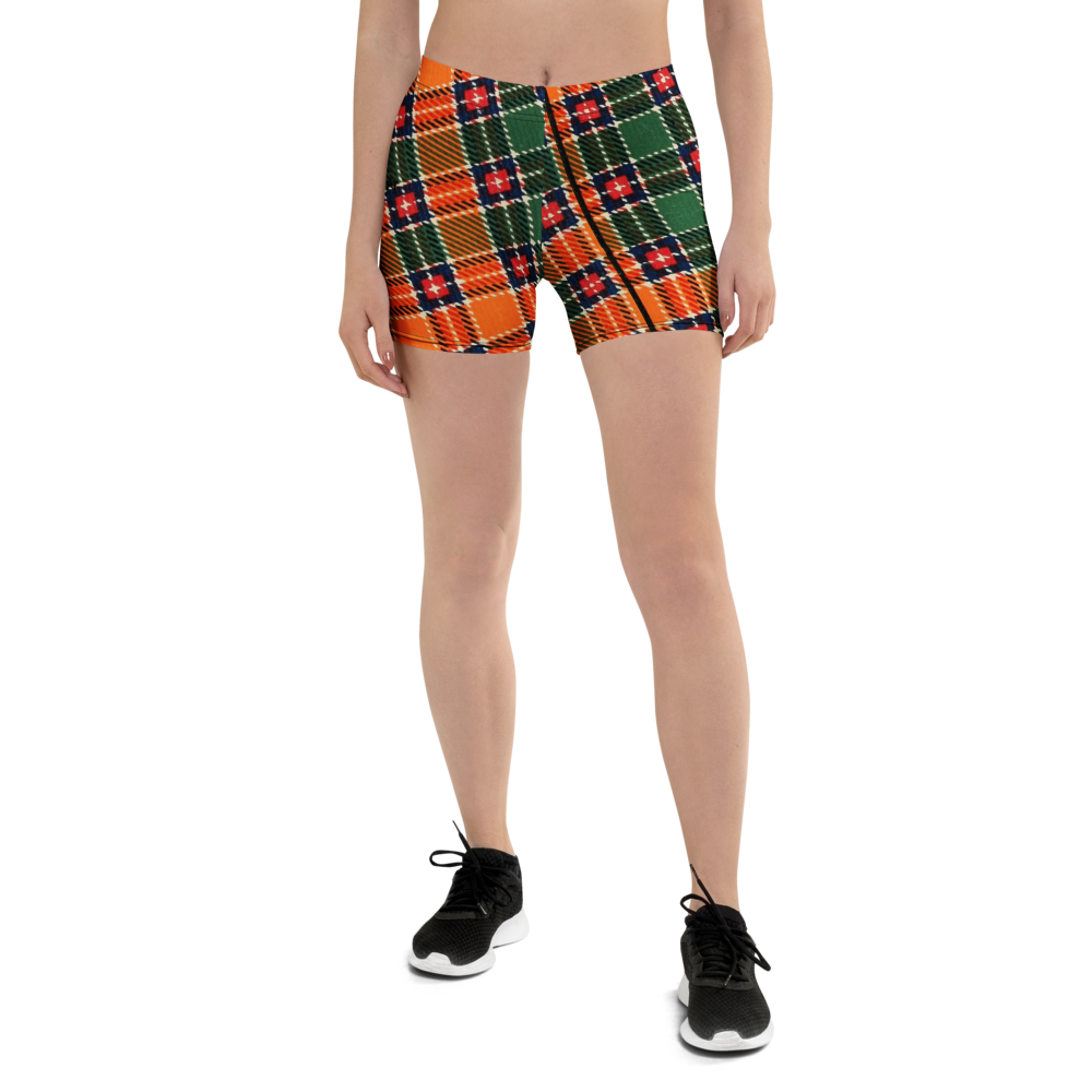 Women's Abstract Print High-Waisted Shorts – Retro Colorblock Patchwork