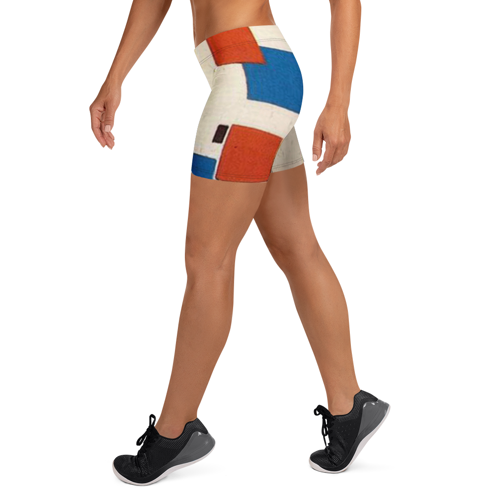 BabeDept™ Abstract Print Shorts – Red, Blue & Black on Cream