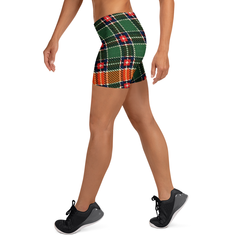 Women's Abstract Print High-Waisted Shorts – Retro Colorblock Patchwork