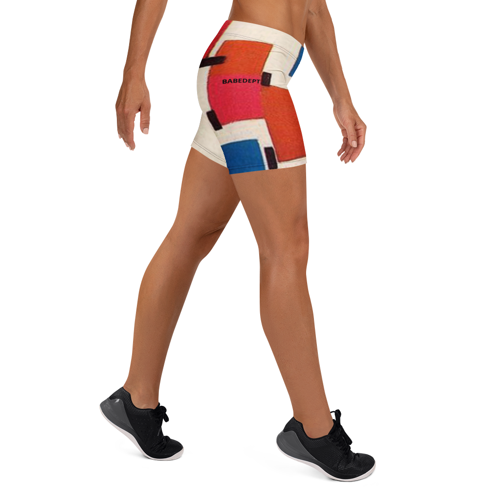 BabeDept™ Abstract Print Shorts – Red, Blue & Black on Cream