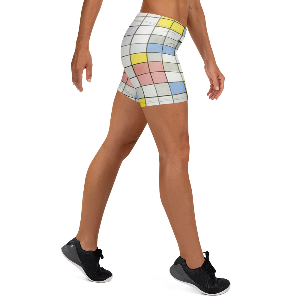 BabeDept™ Grid Print Shorts – High-Waisted Women's Activewear