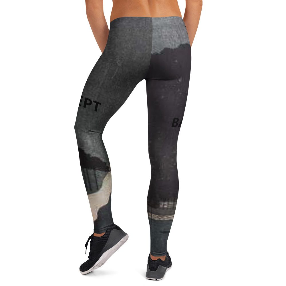 Back view of Babe Dept sculpting workout leggings – dark artistic print