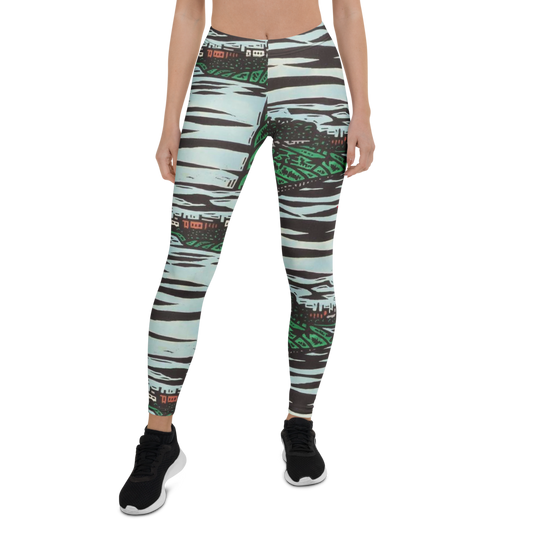 Women’s scenic print high waisted leggings front view