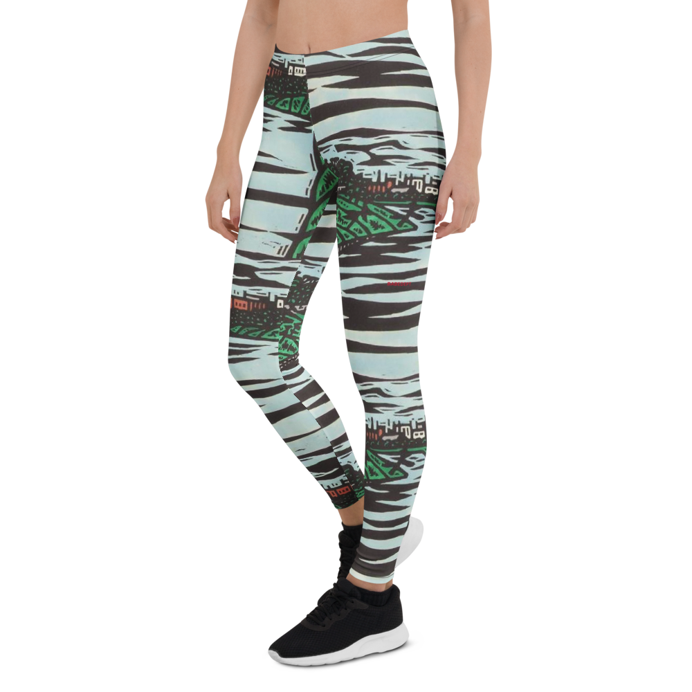 High waisted yoga leggings scenic design