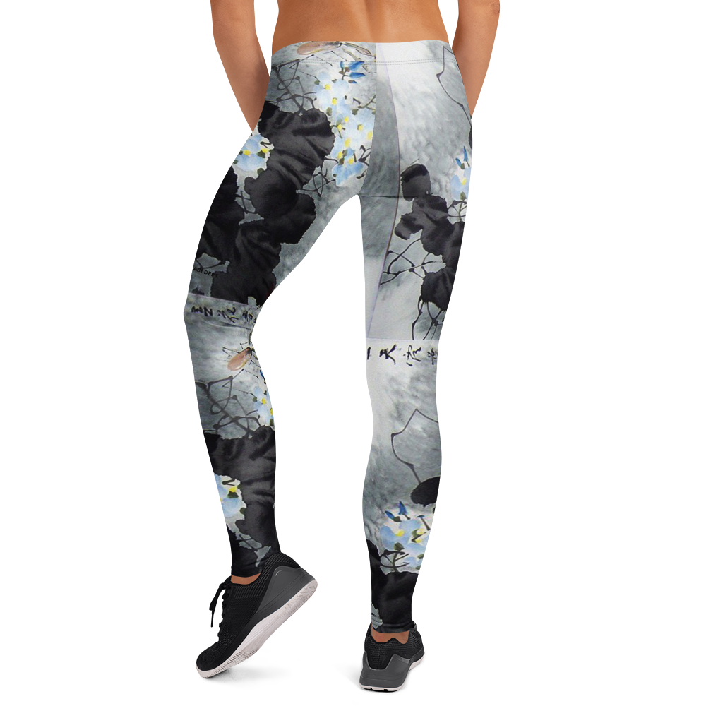 Babe Dept Ink-Wash Floral Leggings – High-Waist, Squat-Proof Activewear