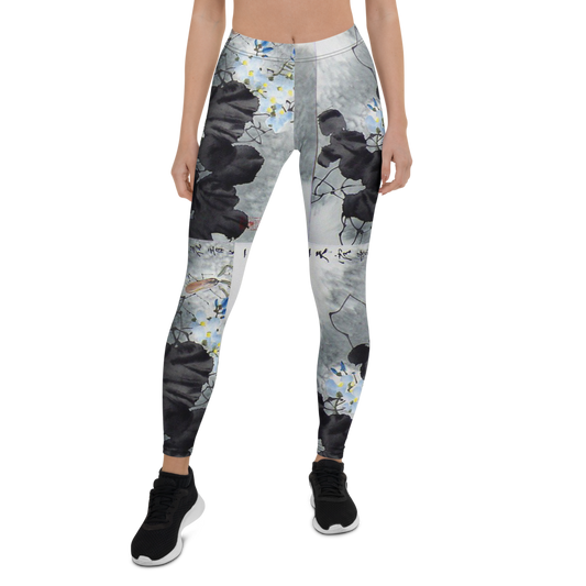 Babe Dept ink-wash floral leggings – front on-body view