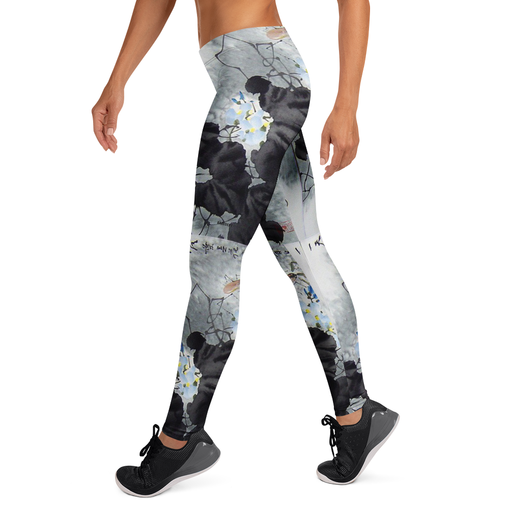 Babe Dept ink-wash floral leggings – left side on-body view