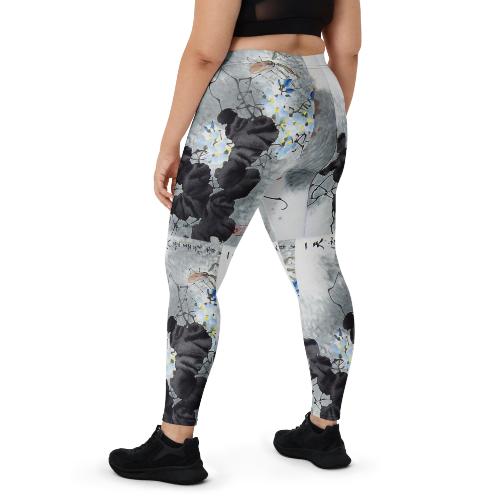 Babe Dept ink-wash floral leggings – plus-size back view