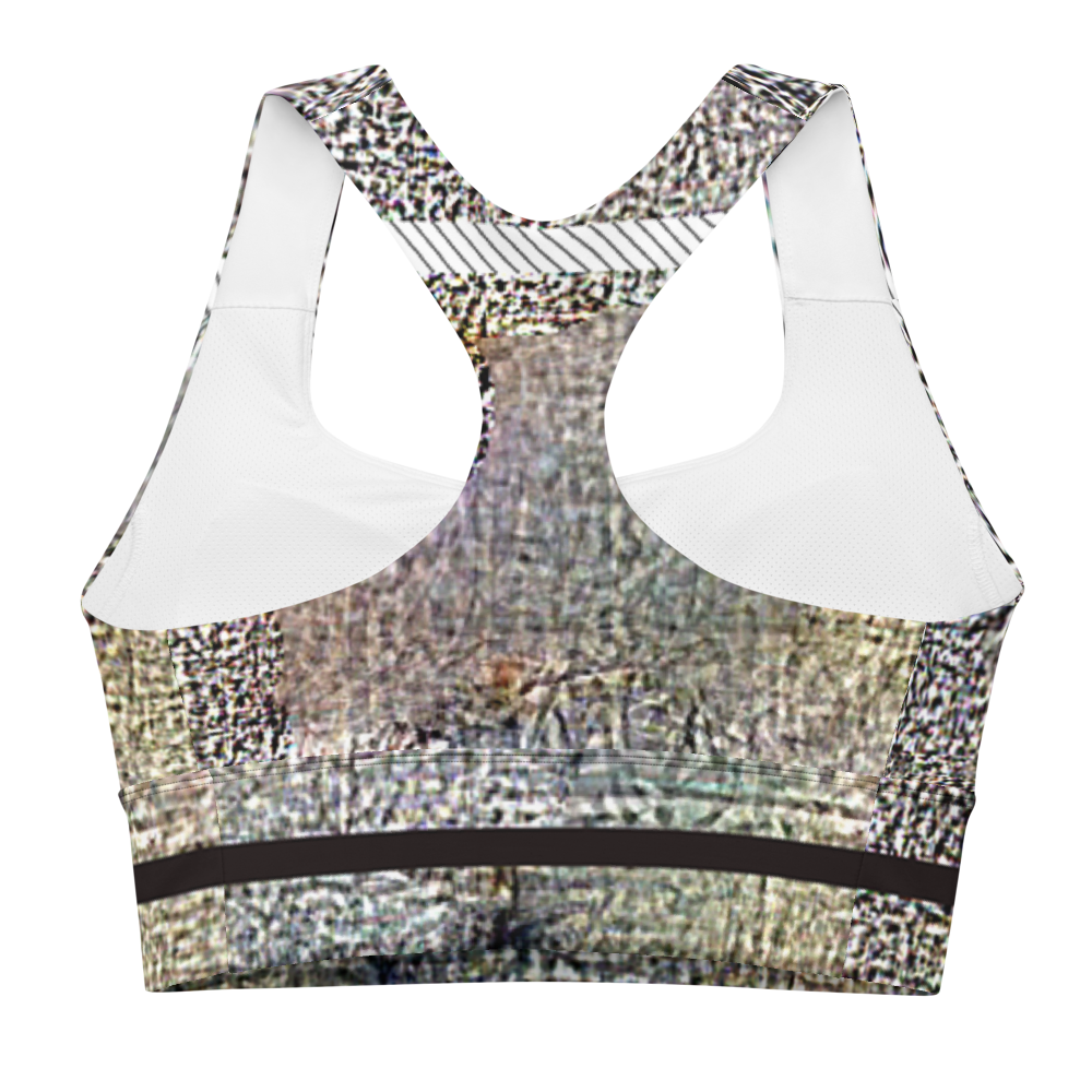 Back view of BabeDept textured print longline sports bra with racerback design